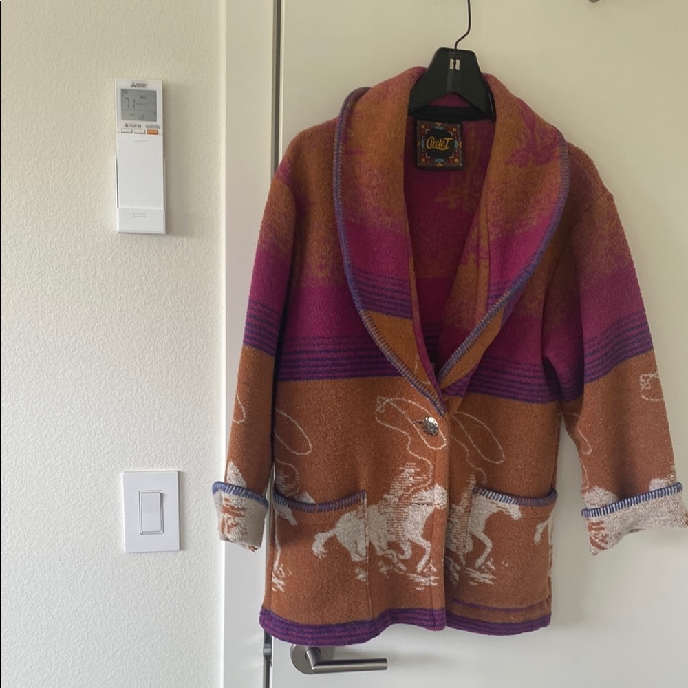 Circle T Brown and Purple Cardigan with Southwestern Design